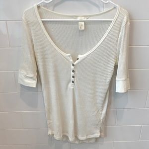 Semi-sheer white button top